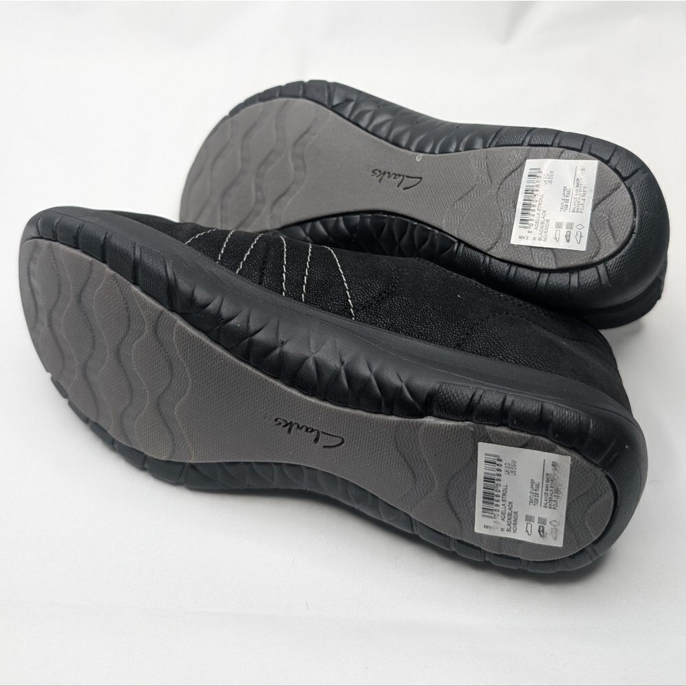 Clarks Women's Adella Stroll Slip On Sneaker Black Shoes Cloudsteppers Walking - Picture 6 of 7